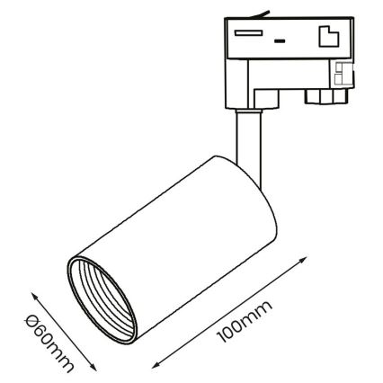 Kohdevalo 3-vaihe kiskojärjestelmään PIPE 1xGU10/25W/230V musta