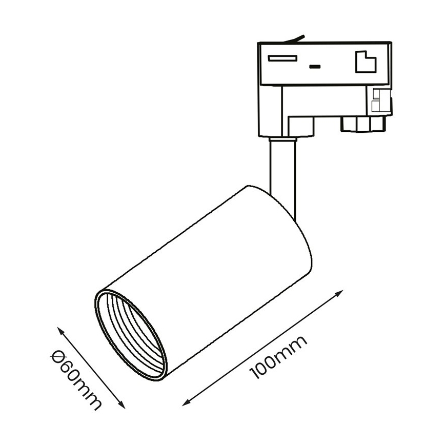 Kohdevalo 3-vaihe kiskojärjestelmään PIPE 1xGU10/25W/230V musta