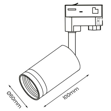 Kohdevalo 3-vaihe kiskojärjestelmään PIPE 1xGU10/25W/230V valkoinen