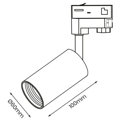 Kohdevalo 3-vaihe kiskojärjestelmään PIPE 1xGU10/25W/230V valkoinen