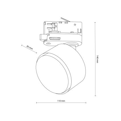 Kohdevalo 3-vaihe kiskojärjestelmään TRACER 1xGX53/11W/230V musta
