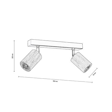 LED Kattovalaisin MATTI 2xGU10/5W/230V tammi - FSC-sertifioitu