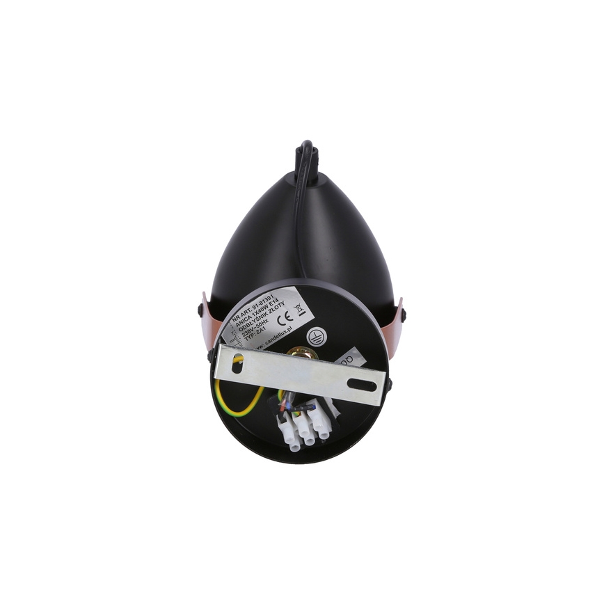 Kohdevalo ANICA 1xE14/40W/230V musta/kupari