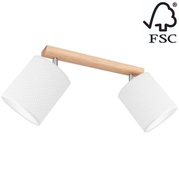Kohdevalo BENITA 2xE27/25W/230V valkoinen/tammi – FSC sertifioitu