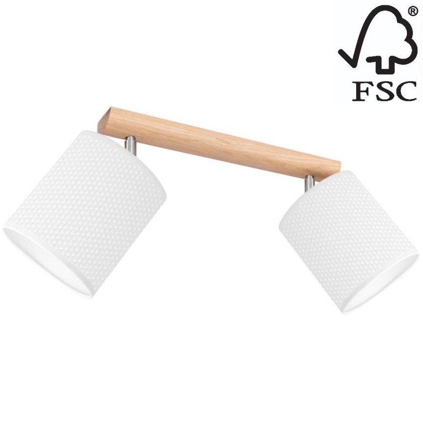 Kohdevalo BENITA 2xE27/25W/230V valkoinen/tammi – FSC sertifioitu