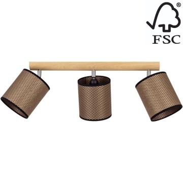 Kohdevalo BENITA 3xE27/25W/230V ruskea/tammi – FSC sertifioitu