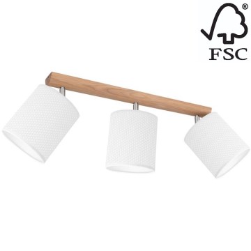 Kohdevalo BENITA 3xE27/25W/230V valkoinen/tammi – FSC sertifioitu