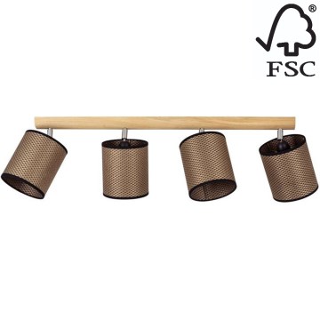 Kohdevalo BENITA 4xE27/25W/230V ruskea/tammi – FSC sertifioitu