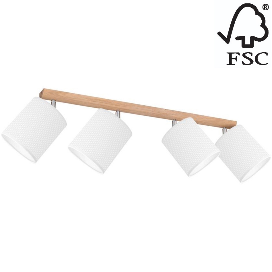 Kohdevalo BENITA 4xE27/25W/230V valkoinen/tammi – FSC sertifioitu