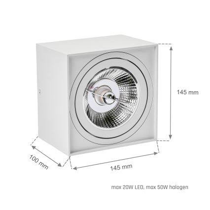 Kohdevalo CHLOE AR111 1xGU10/50W/230V kulmikas valkoinen
