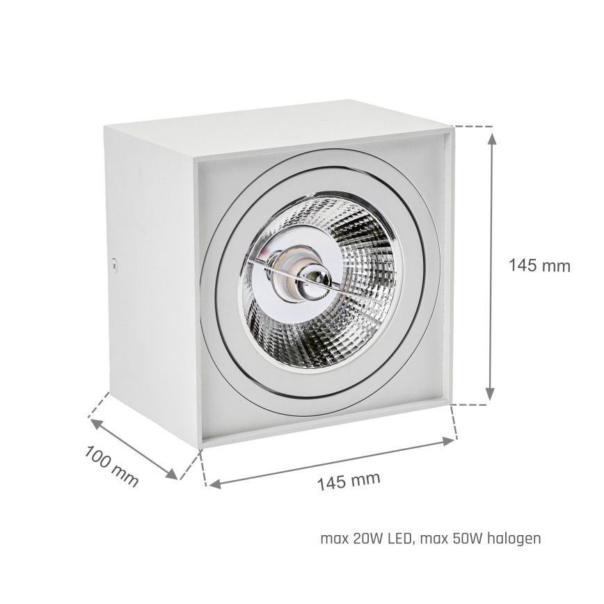 Kohdevalo CHLOE AR111 1xGU10/50W/230V kulmikas valkoinen