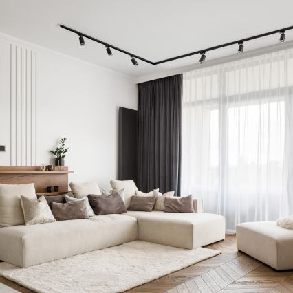 Kohdevalo kiskojärjestelmään PARIISI 6xGU10/10W/230V + 2x1 m kisko systeemi musta