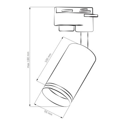 Kohdevalo kiskojärjestelmään PARIISI 6xGU10/10W/230V + 2x1 m kisko systeemi musta