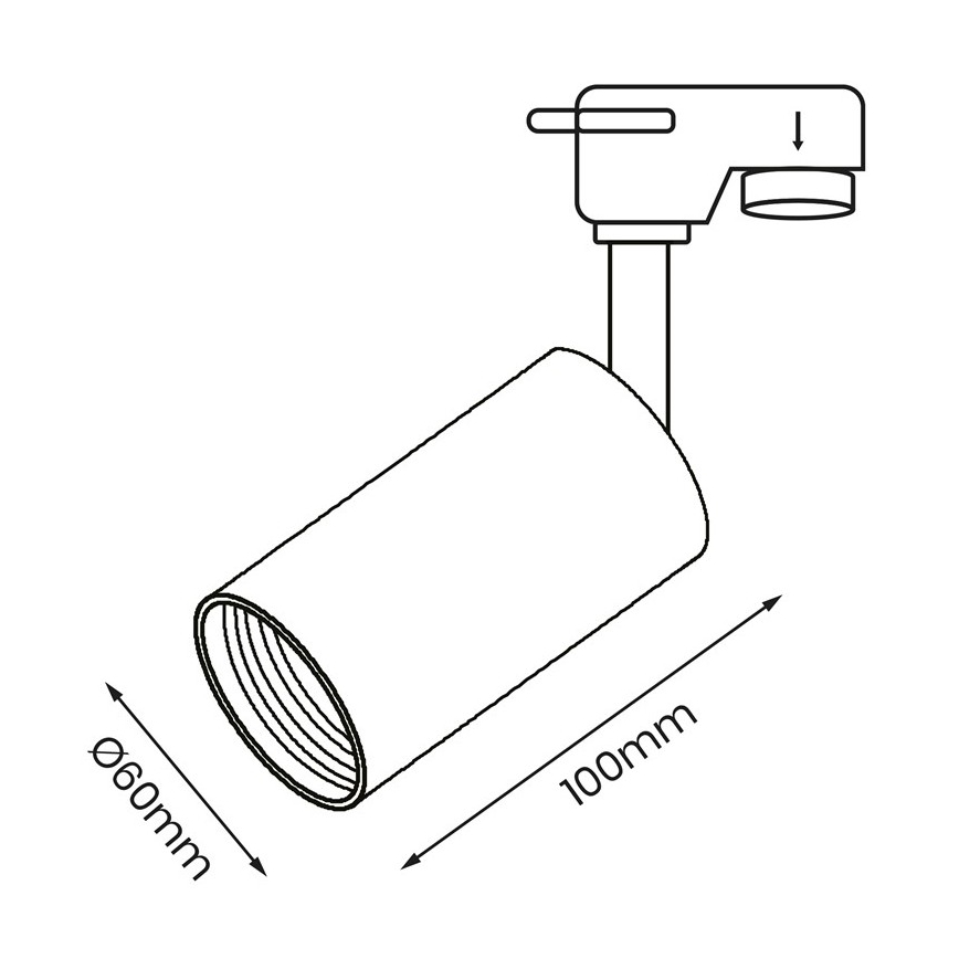 Kohdevalo kiskojärjestelmään PIPE 1xGU10/25W/230V musta