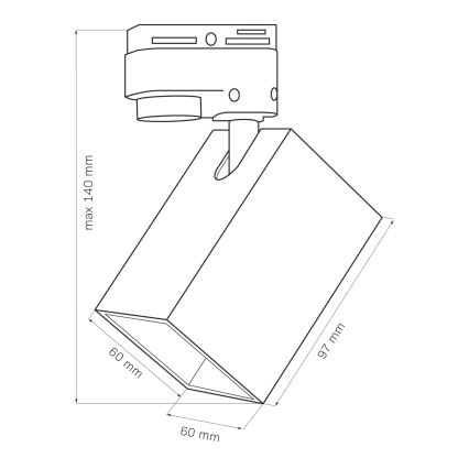 Kohdevalo kiskojärjestelmään SQUARE 1xGU10/10W/230V musta