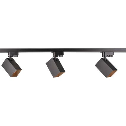 Kohdevalo kiskojärjestelmään SQUARE 3xGU10/10W/230V + 1 m kisko systeemi musta