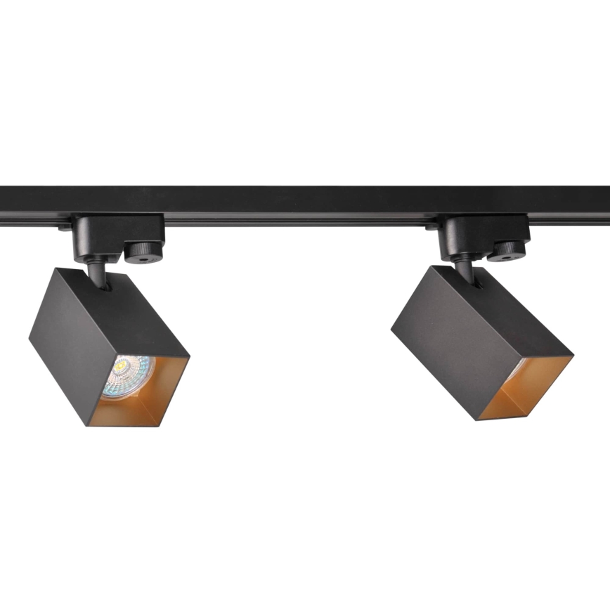 Kohdevalo kiskojärjestelmään SQUARE 3xGU10/10W/230V + 1 m kisko systeemi musta