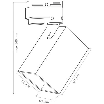 Kohdevalo kiskojärjestelmään SQUARE 3xGU10/10W/230V + 1 m kisko systeemi musta