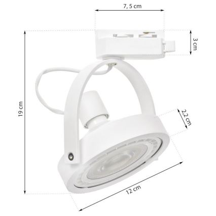 Kohdevalo kiskojärjestelmälle LUGAR 1xAR111 - GU10 / 25W / 230V