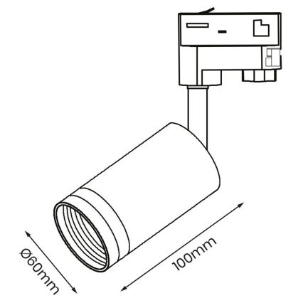 Kohdevalo kohteelle 3-phase rail system PIPE 1xGU10/25W/230V musta