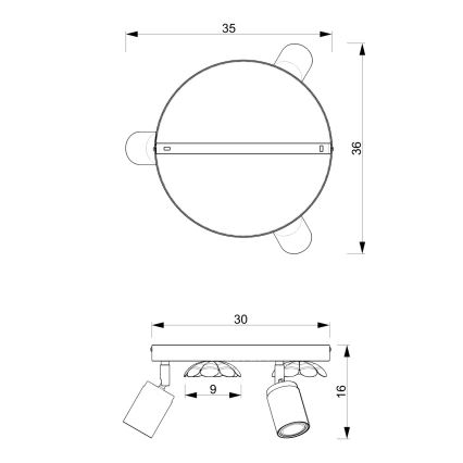 Kohdevalo KUKKA 3xGU10/8W/230V mattakromi