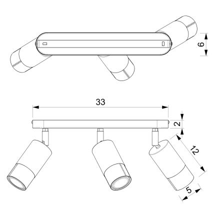 Kohdevalo LINK 3xGU10/8W/230V musta/messinki