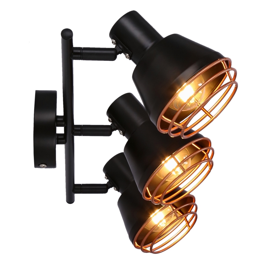 Kohdevalo NERIA 3xE14/40W/230V musta/kupari