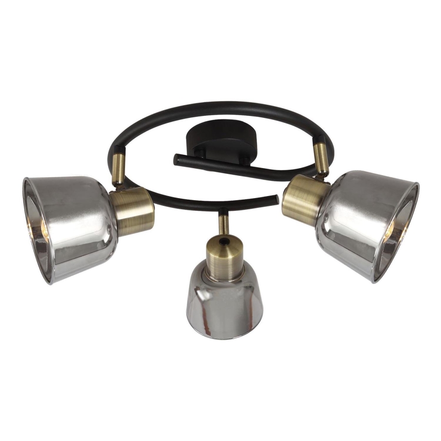 Kohdevalo SMOKY 3xE14/9W/230V musta/messinki/harmaa