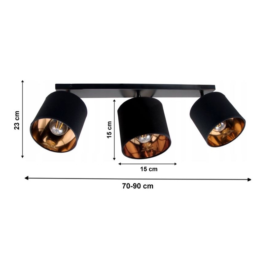 Kohdevalo SOFIA 3xE27/60W/230V musta