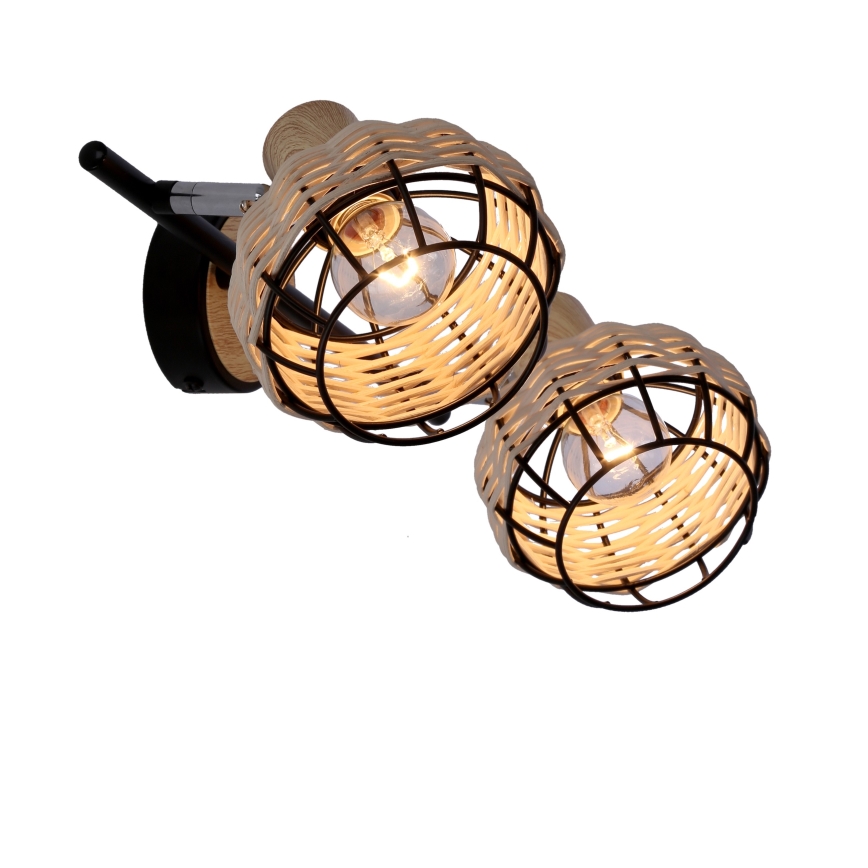 Kohdevalo TAJGA 2xE14/40W/230V rottinki/musta