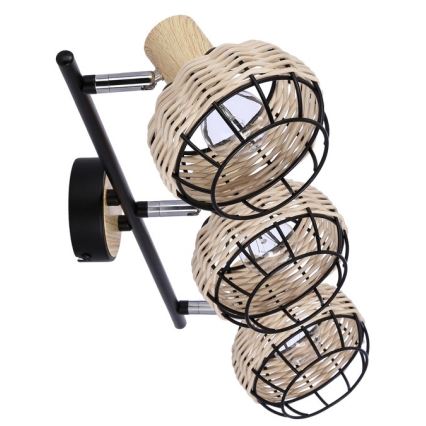 Kohdevalo TAJGA 3xE14/40W/230V rottinki/musta