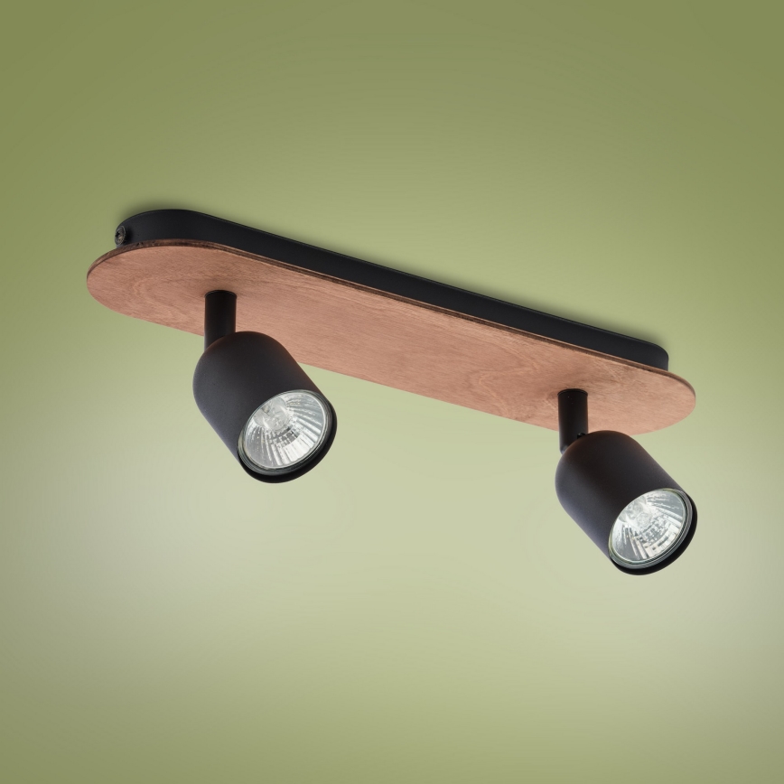 Kohdevalo TOP WOOD 2xGU10/10W/230V musta/puu