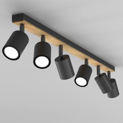 Kohdevalo TULON 6xGU10/8W/230V musta/tammi