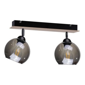 Kohdevalo UNO WOOD 2xE27/60W/230V musta/ruskea