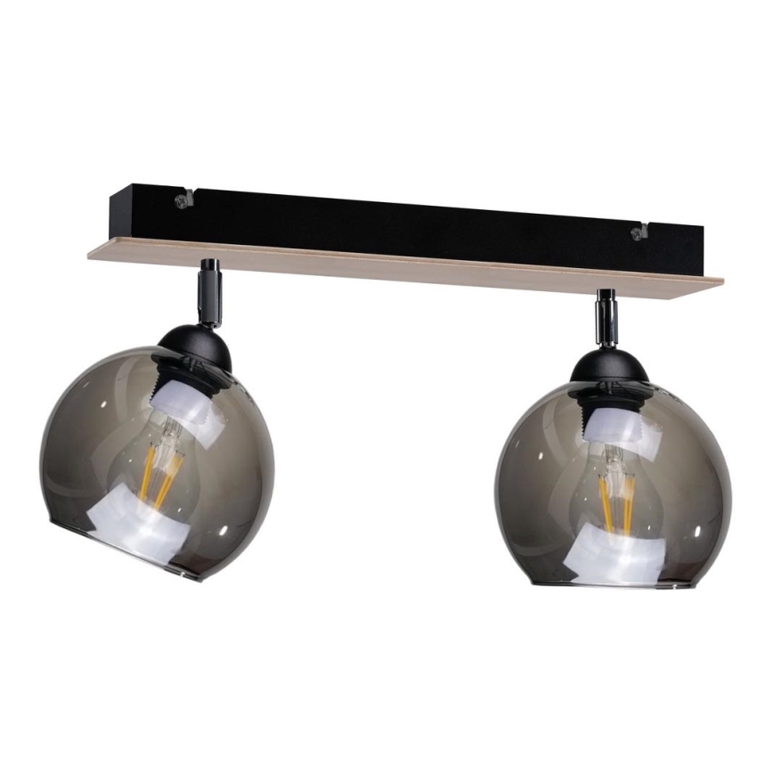 Kohdevalo UNO WOOD 2xE27/60W/230V musta/ruskea