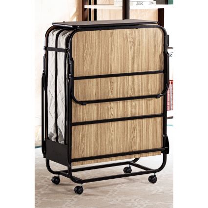 Taitettava metallinen yhden hengen sänky patjalla HERON 80 x 190 cm, valkoinen, kantavuus 120 kg