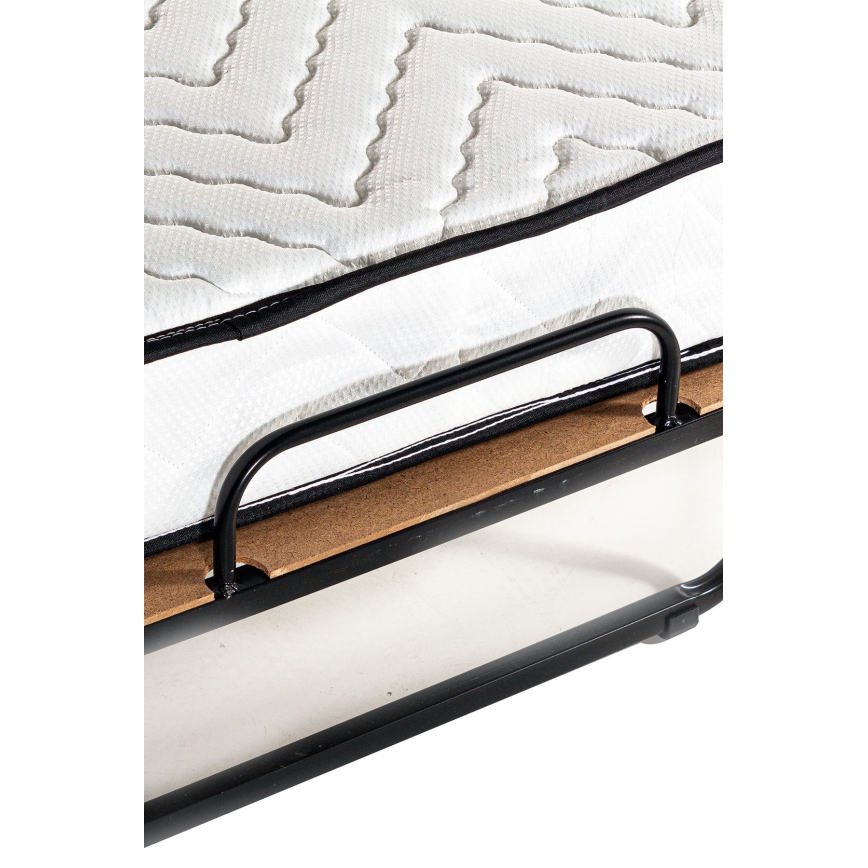 Taitettava metallinen yhden hengen sänky patjalla HERON 80 x 190 cm, valkoinen, kantavuus 120 kg