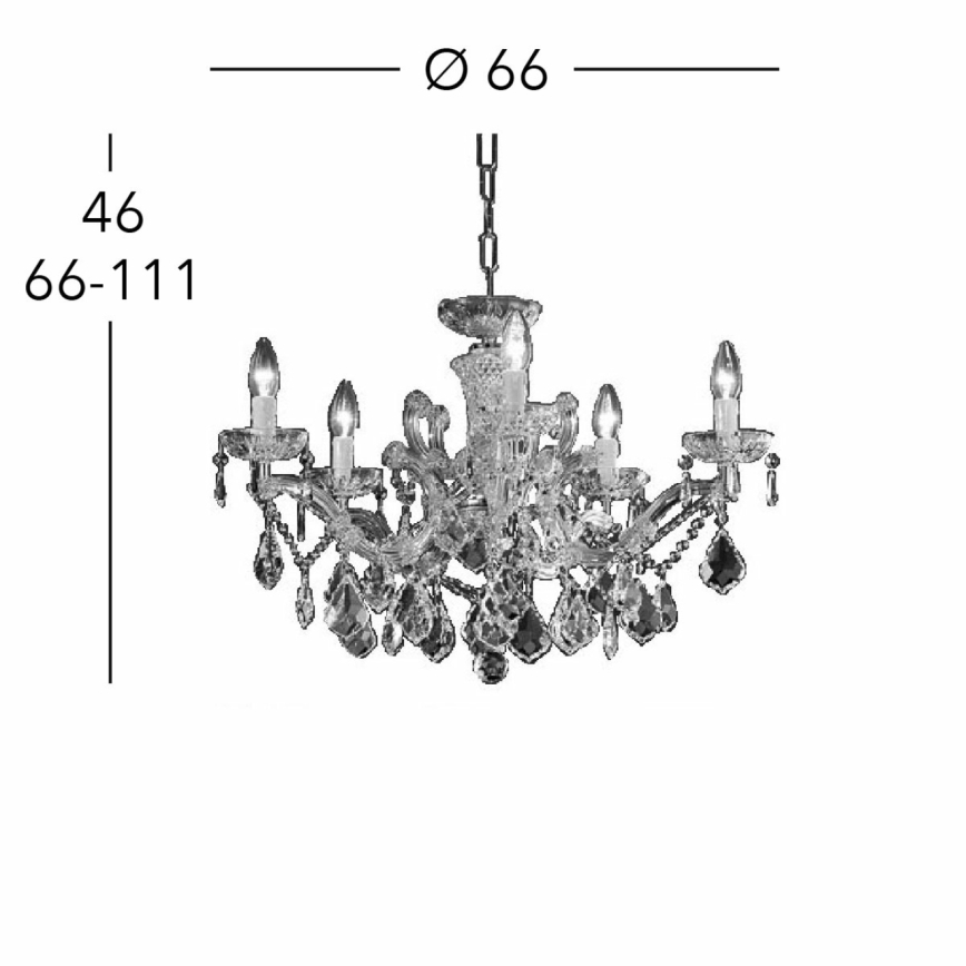 Kolarz 3149.85.3.KoT - Kristalli-ketjukattokruunu MARIA LOUISE 5xE14/40W/230V 24K kulta