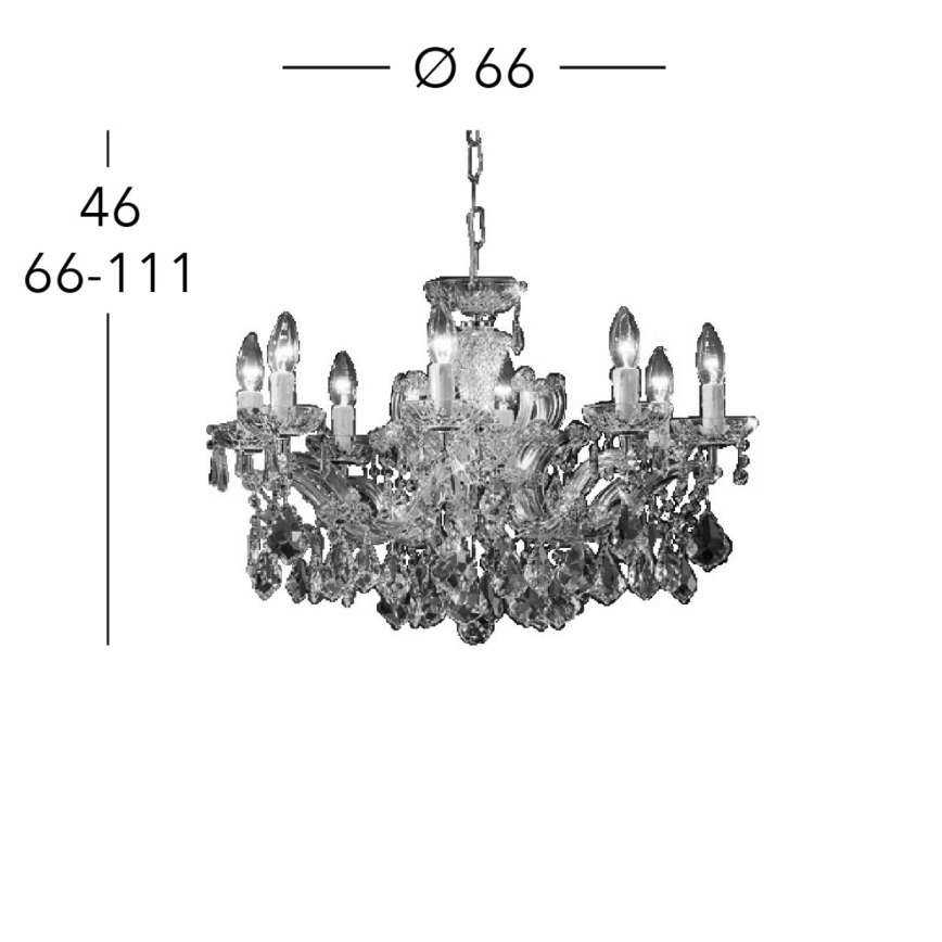 Kolarz 3149.88.3.KoT - Kristalli-ketjukattokruunu MARIA LOUISE 8xE14/40W/230V 24K kulta