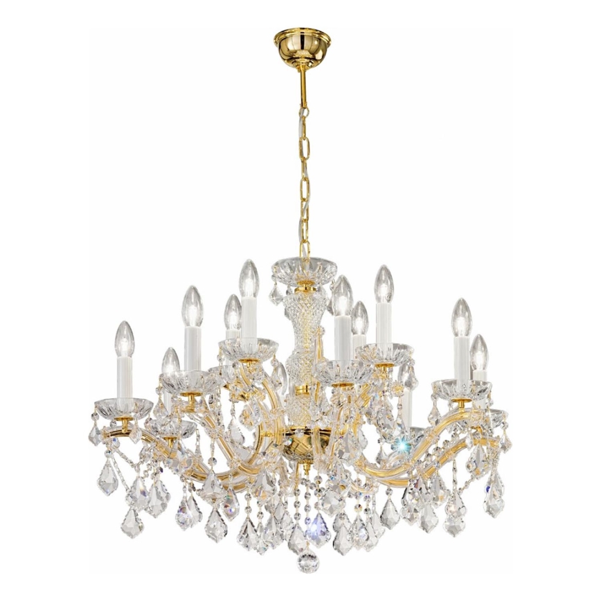 Kolarz 3149.88+4.3.KoT - Kristalli-ketjukattokruunu MARIA LOUISE 12xE14/40W/230V 24K kulta