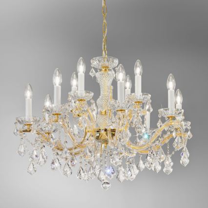 Kolarz 3149.88+4.3.KoT - Kristalli-ketjukattokruunu MARIA LOUISE 12xE14/40W/230V 24K kulta