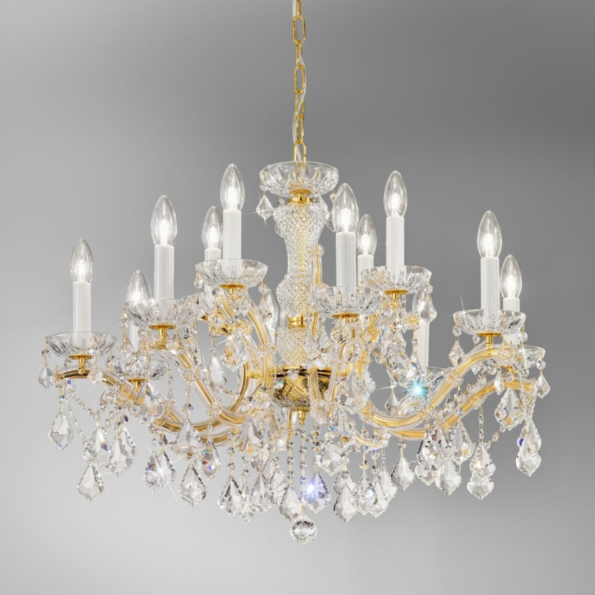 Kolarz 3149.88+4.3.KoT - Kristalli-ketjukattokruunu MARIA LOUISE 12xE14/40W/230V 24K kulta
