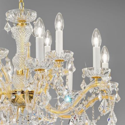 Kolarz 3149.88+4.3.KoT - Kristalli-ketjukattokruunu MARIA LOUISE 12xE14/40W/230V 24K kulta