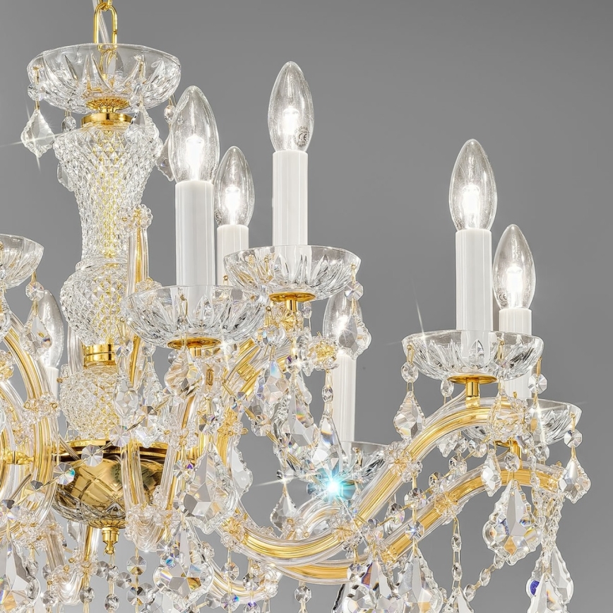 Kolarz 3149.88+4.3.KoT - Kristalli-ketjukattokruunu MARIA LOUISE 12xE14/40W/230V 24K kulta