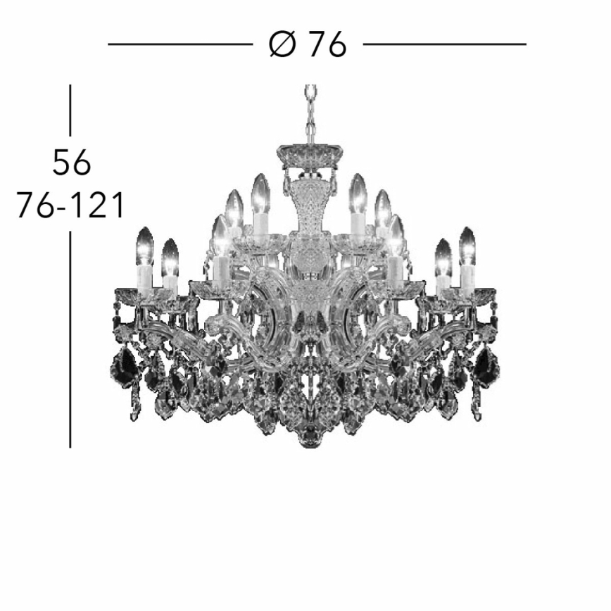 Kolarz 3149.88+4.3.KoT - Kristalli-ketjukattokruunu MARIA LOUISE 12xE14/40W/230V 24K kulta