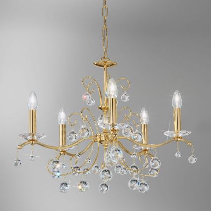 Kolarz 3234.85.3.KoT - Kristalli-ketjukattokruunu CARMEN 5xE14/60W/230V 24K kulta