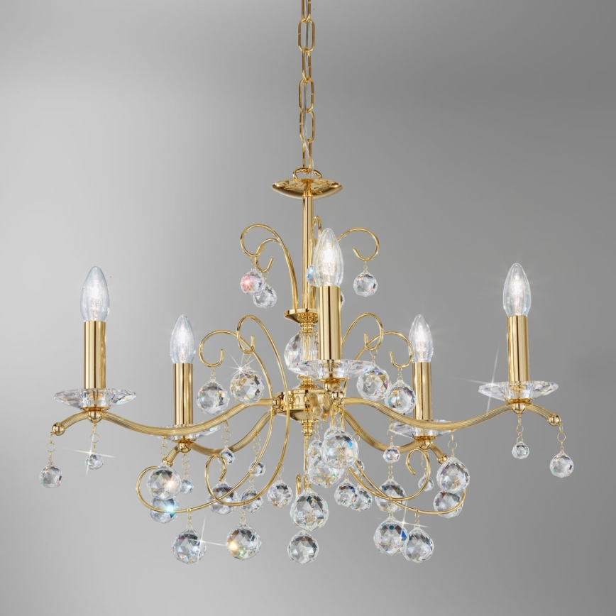 Kolarz 3234.85.3.KoT - Kristalli-ketjukattokruunu CARMEN 5xE14/60W/230V 24K kulta