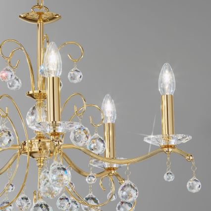 Kolarz 3234.85.3.KoT - Kristalli-ketjukattokruunu CARMEN 5xE14/60W/230V 24K kulta