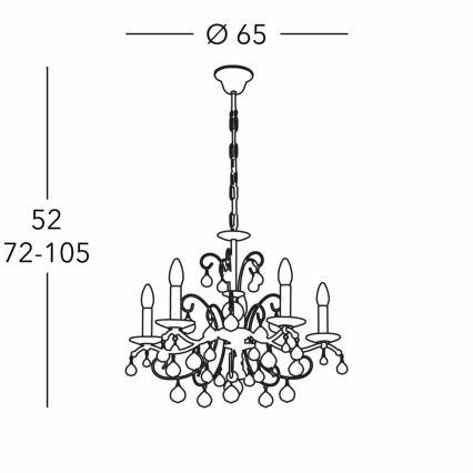 Kolarz 3234.85.3.KoT - Kristalli-ketjukattokruunu CARMEN 5xE14/60W/230V 24K kulta