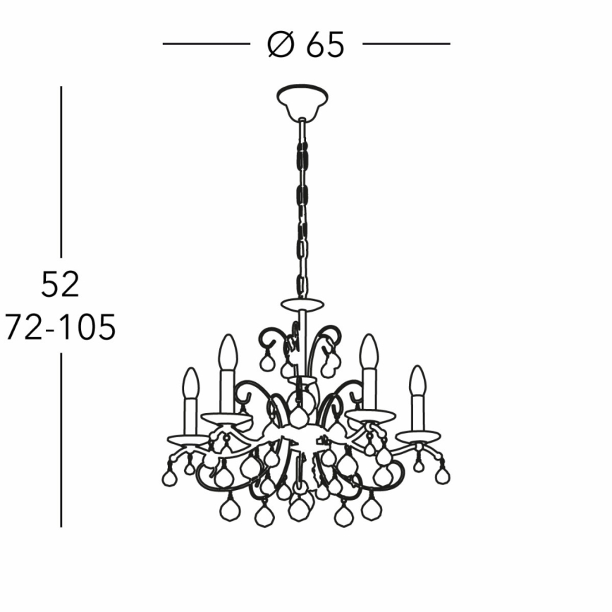 Kolarz 3234.85.3.KoT - Kristalli-ketjukattokruunu CARMEN 5xE14/60W/230V 24K kulta